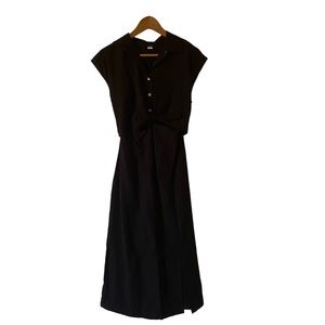 Little Black Dress Old Navy Midi Twist Front Cutout Waist Leg Slit Medium LBD